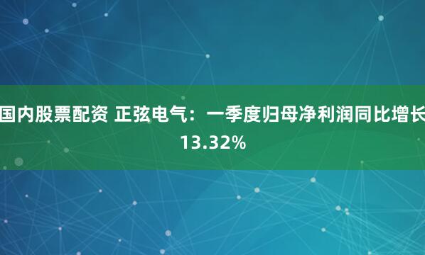 国内股票配资 正弦电气：一季度归母净利润同比增长13.32%